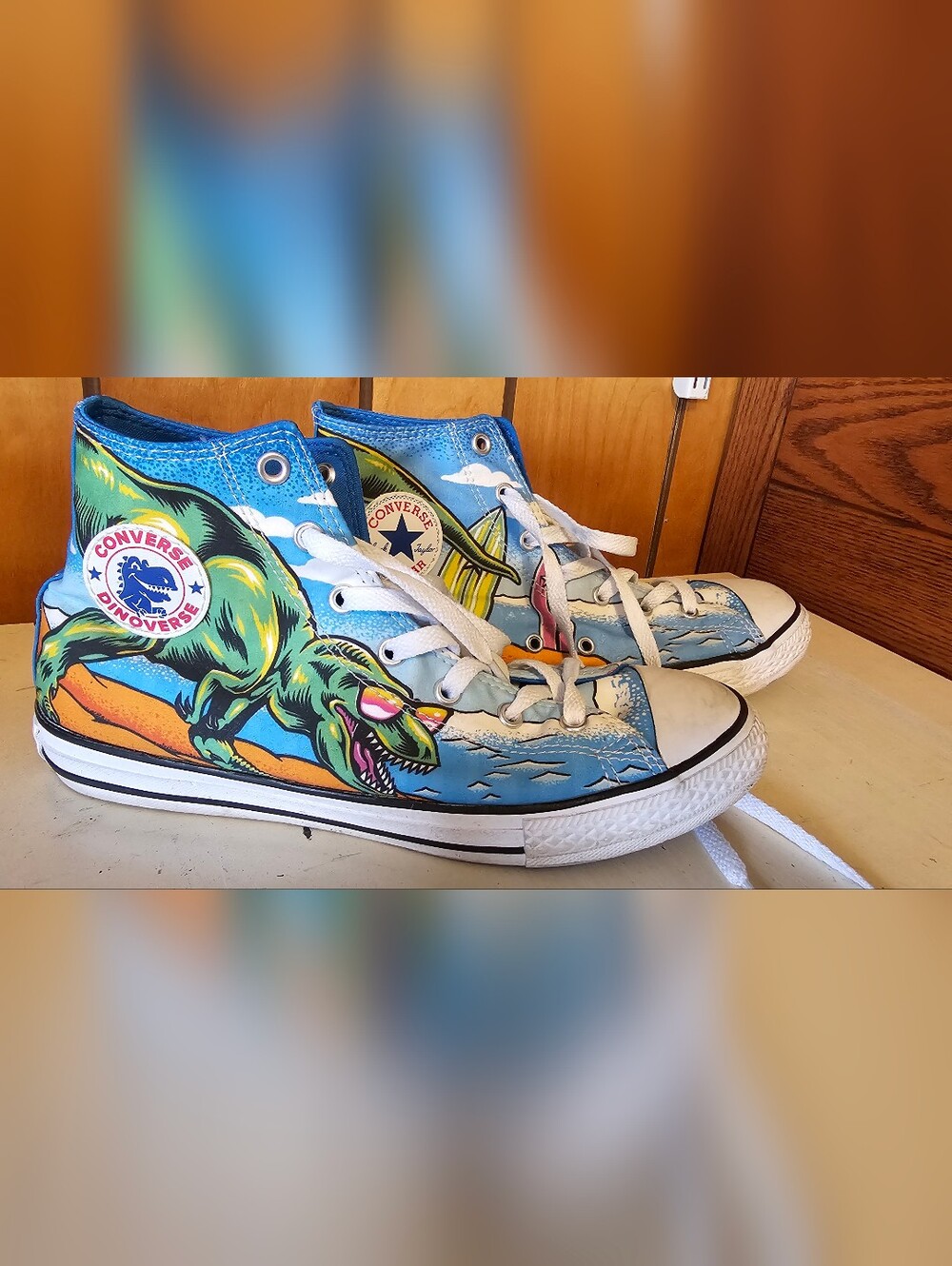 Converse Green & Blue Dinosaur High-Top Sneakers
